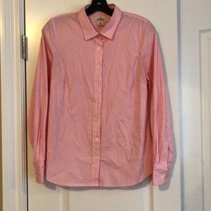 J. Crew Pink and White Striped Button-Up Shirt